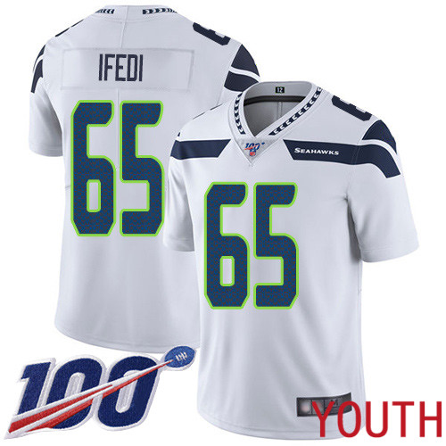 Seattle Seahawks Limited White Youth Germain Ifedi Road Jersey NFL Football #65 100th Season Vapor Untouchable->youth nfl jersey->Youth Jersey